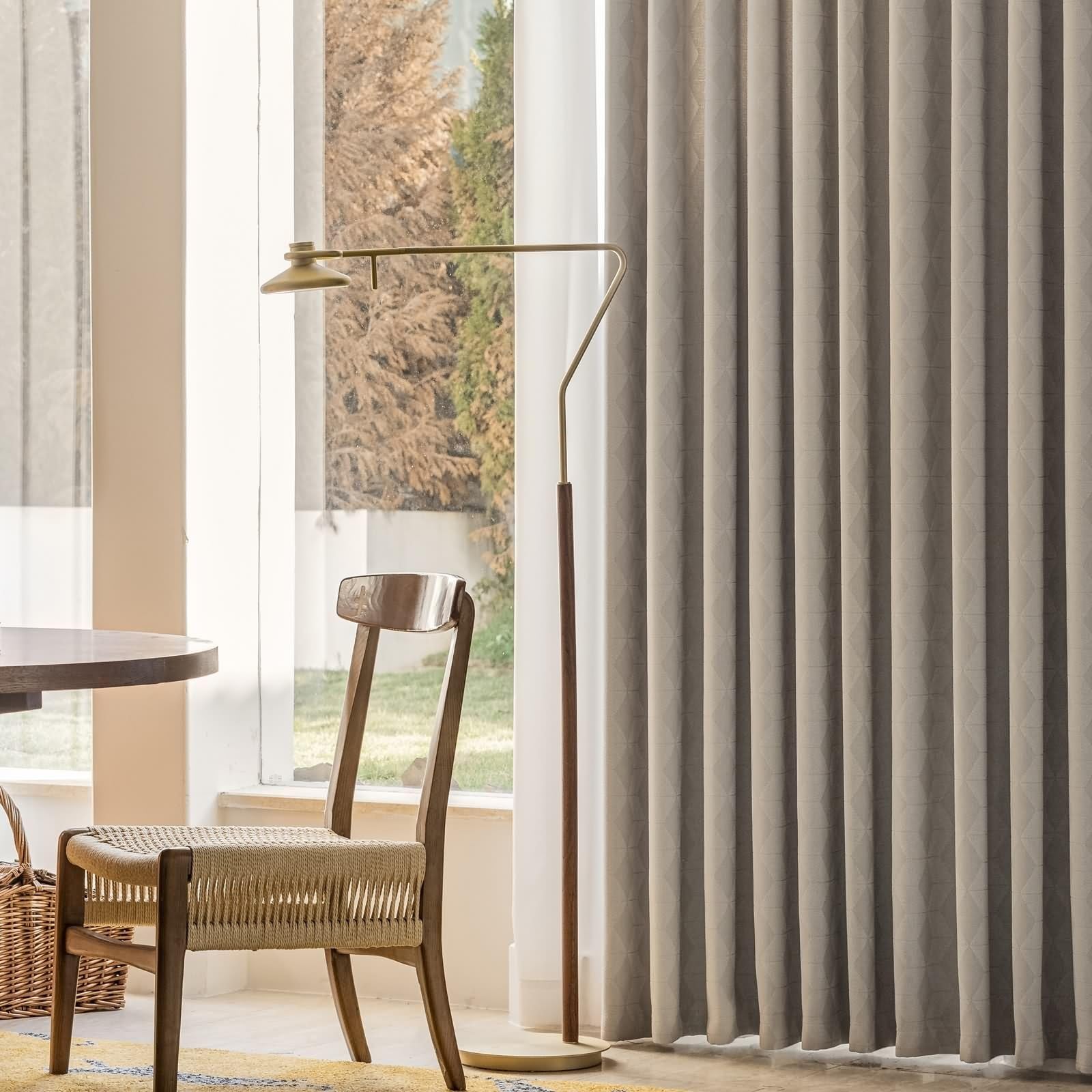 Cortinas opacas para ventanas, juego de cortinas de sala de estar, jacquard de color gris claro, cortina de sala de estar, 2 paneles de 42 pulgadas de ancho x 54 pulgadas de largo