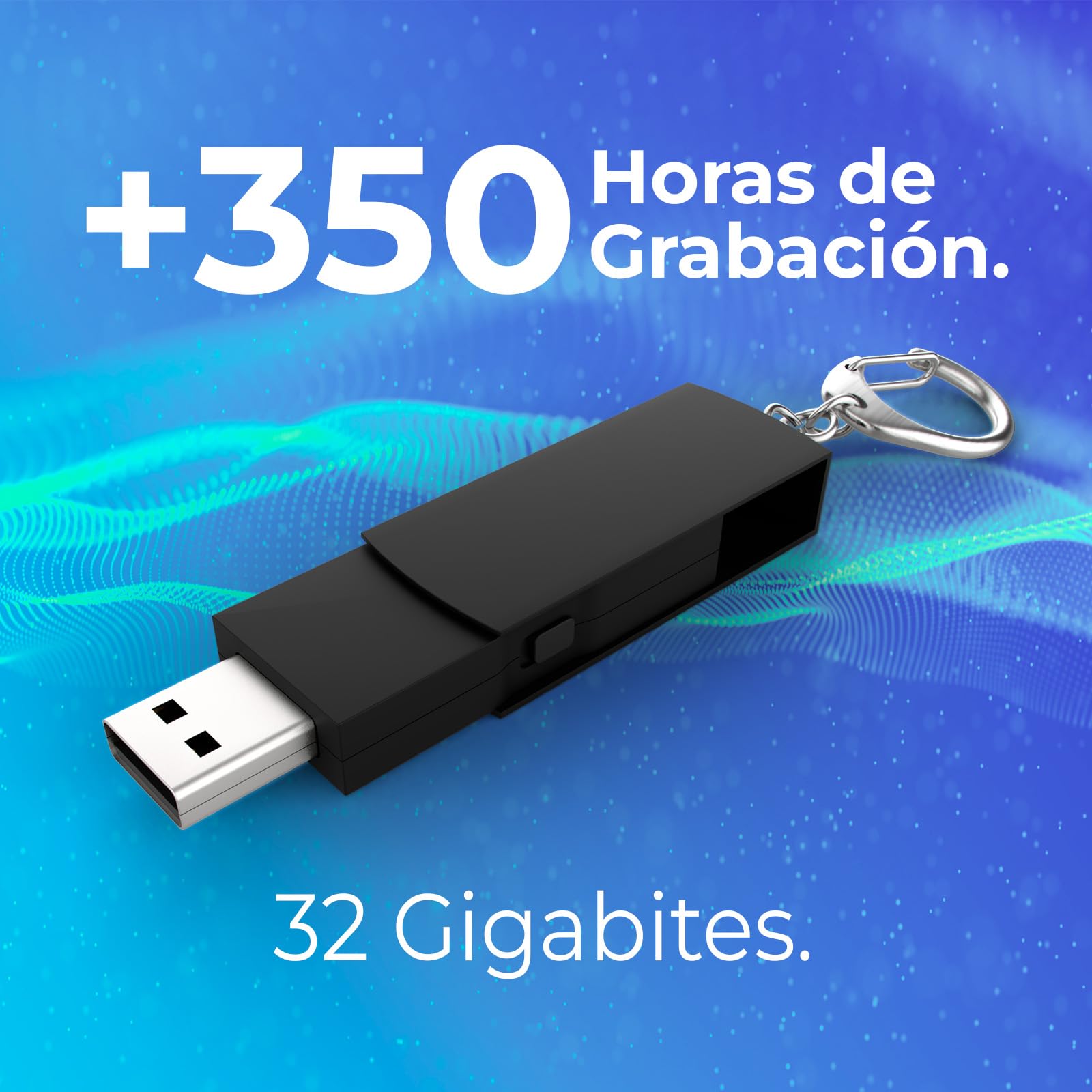 Grabadora de Voz Espía Oculta en Llavero Recargable USB 32Gb con Mini Micrófono Espía Activación por Voz Reducción de Ruido