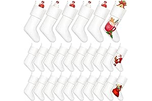 Jute Canvas Stocking with Snowflake, Set of 24