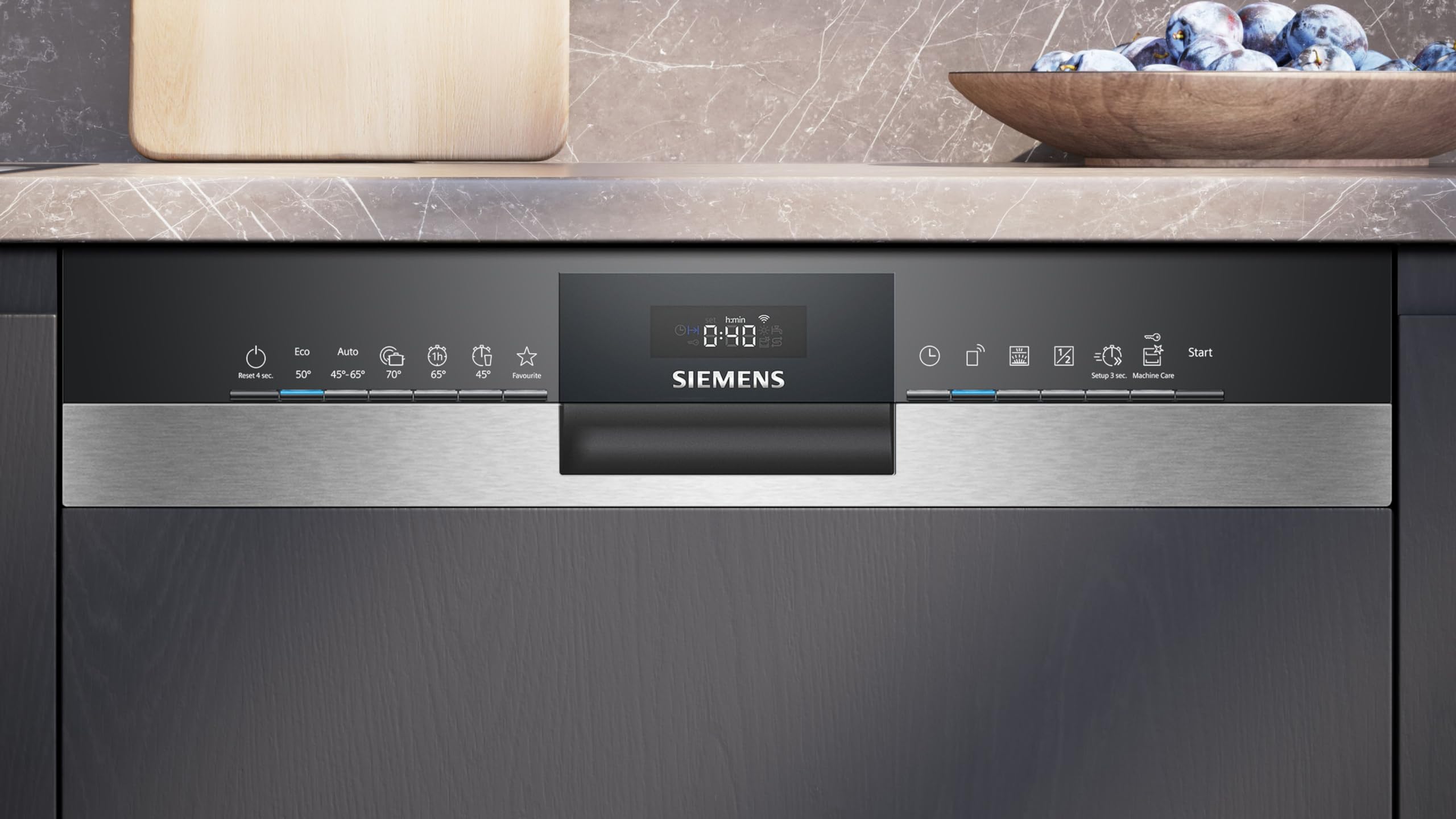 Siemens SN53ES02CE Geschirrspüler iQ300, teilintegrierte Spülmaschine mit Besteckschublade, 60 cm, HomeConnect, varioSpeed Plus, autoOpen dry, flexKörbe, Favorit