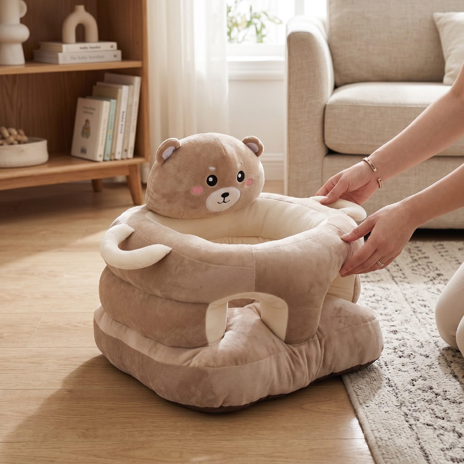 Generic Seggiolino per Bambini in Peluche, Simpatico Cartone Animato, Sedia con Supporto per la Schiena per Neonati, per Sedersi, Materiale Morbido per i più Piccoli (Orsa)
