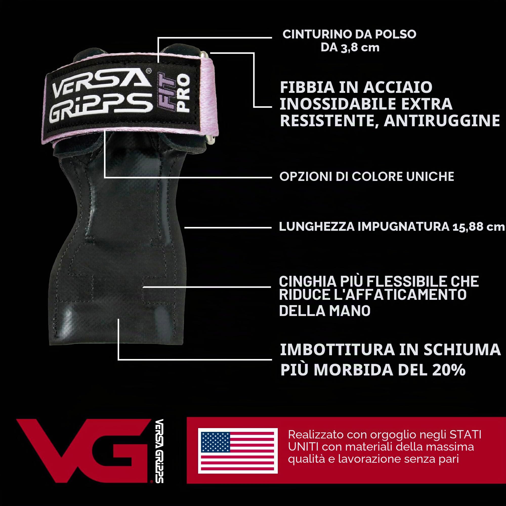 Versa Gripps® Fit Pro, Made in USA, cinghie da polso per atleta femminile, il miglior accessorio per l'allenamento