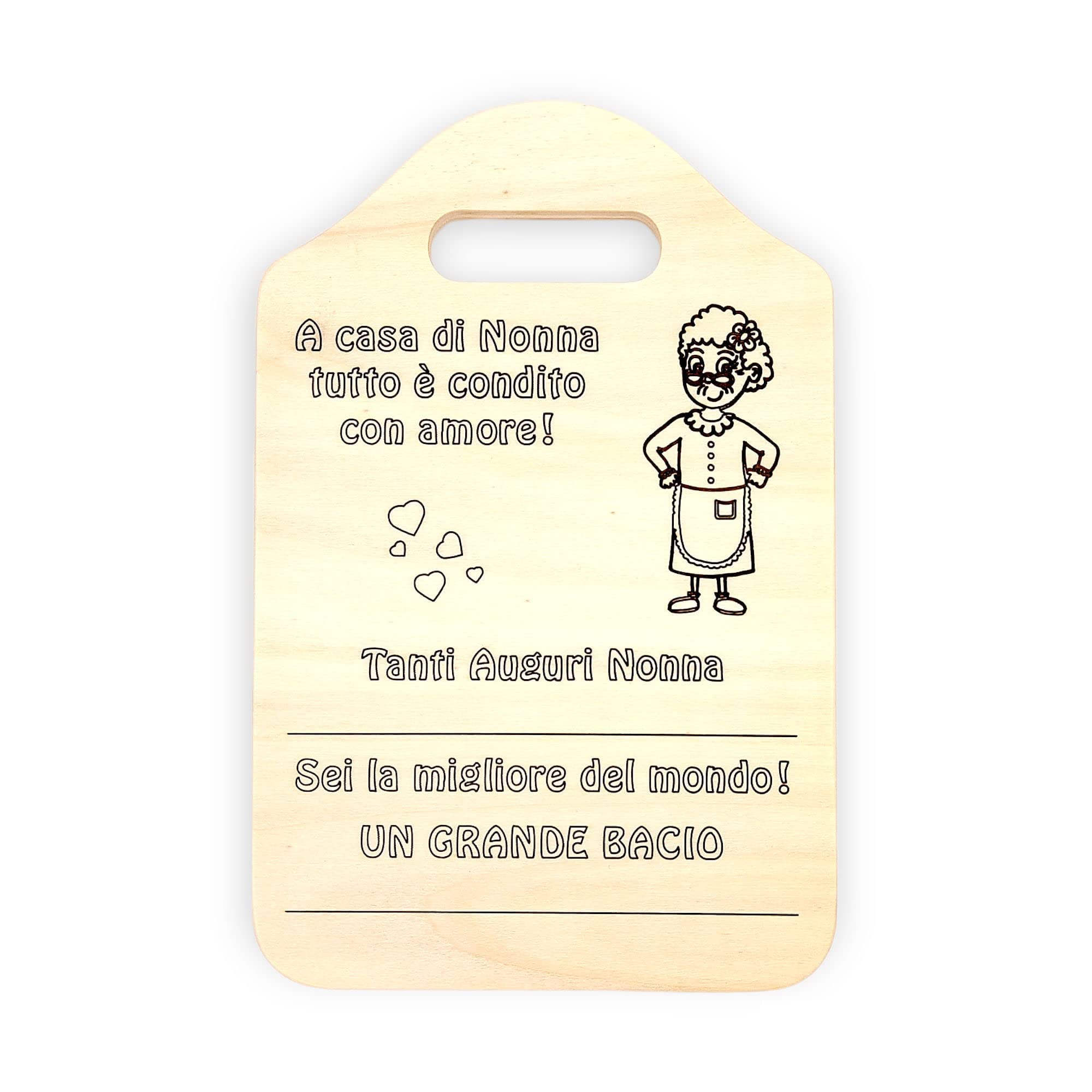 NM Idee Regalo nonna compleanno Idee regali per la nonna o mamma anziana Tagliere Targa Targhetta in legno Personalizzabile per nonna da nipote regali di Natale o Festa dei nonni