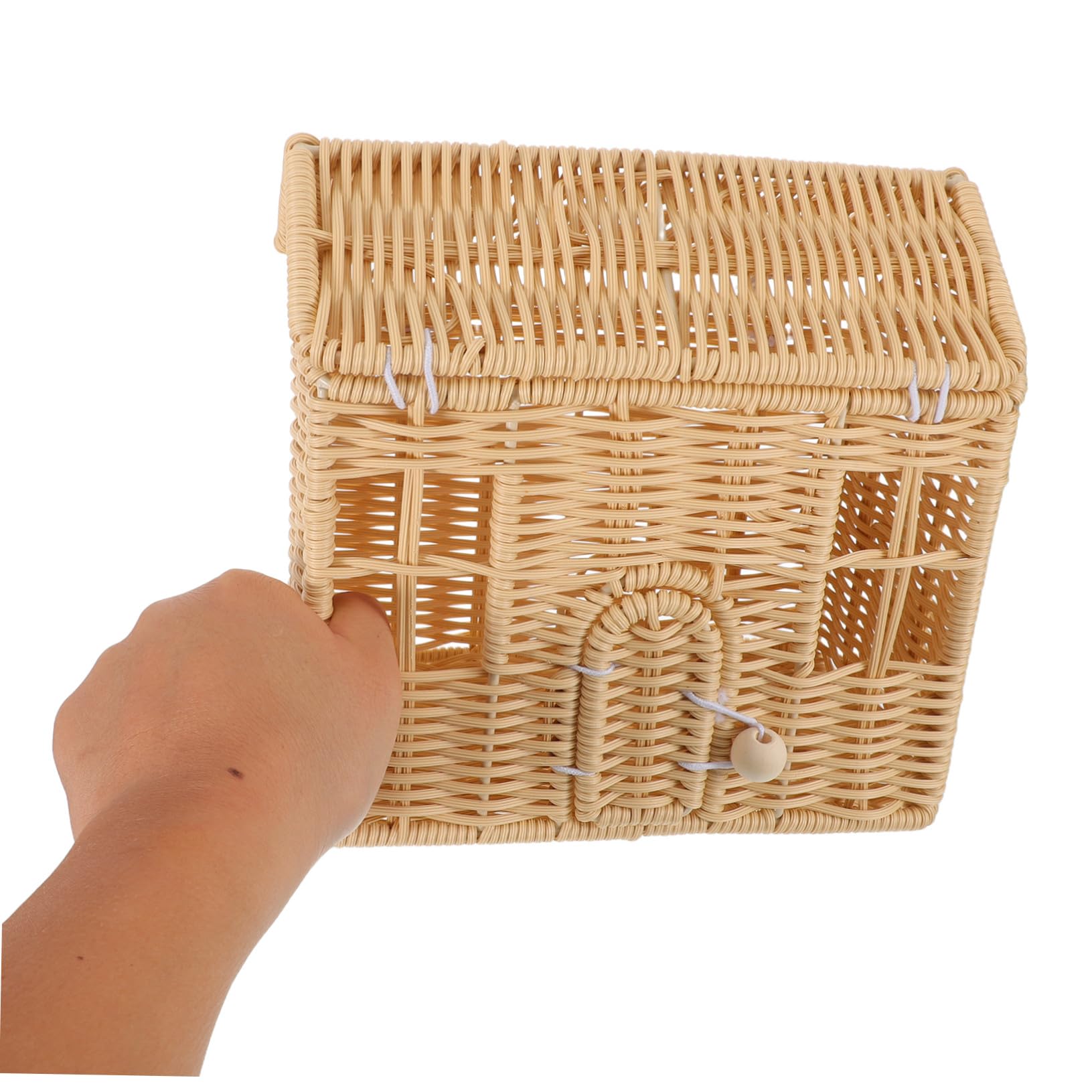 Cabilock Cesta Navideña Tejida Mano con Asa Cesta Pequeña Forma de Casa para Dulces y Regalos Diseño Práctico y Elegante para Fiestas y Shower