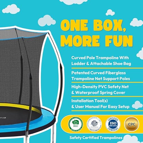 Miniatura 5 de SkyBound Trampolín de 6 pies y 8 pies con recinto, adecuado tanto para uso en interiores como exteriores, trampolines recreativos para niños,