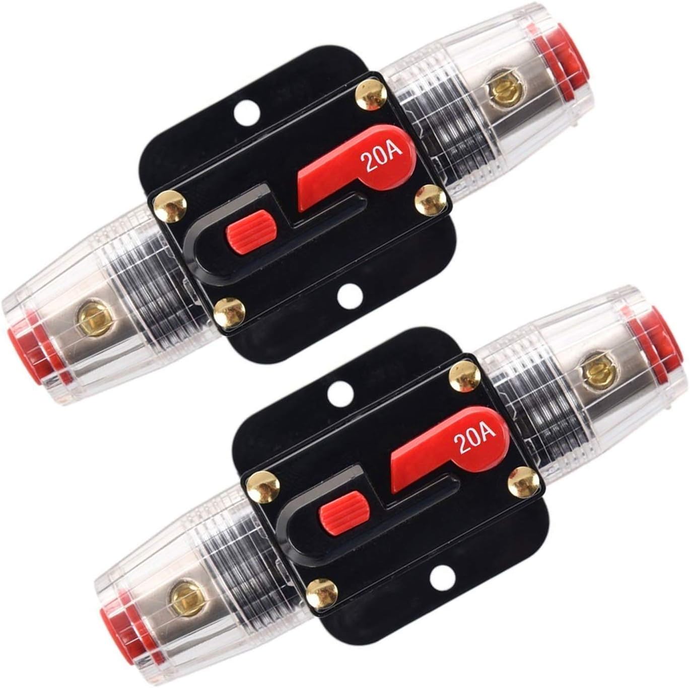 12V DC 20 Amps Car Audio Inline Circuit Breaker Fuse for System Protection 20A (2 Pack)