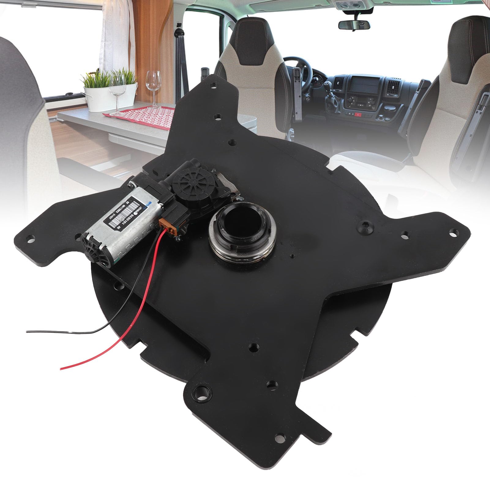 Dilwe Podstawa Obrotowa Siedziska do Samochodu Kempingowego Elektrycznie Obracana Podstawa Siedzenia Stal Węglowa Obrót o 360 Stopni 340 X 320 Mm Pilot Zdalnego Sterowania do Samochodów Ciężarowych