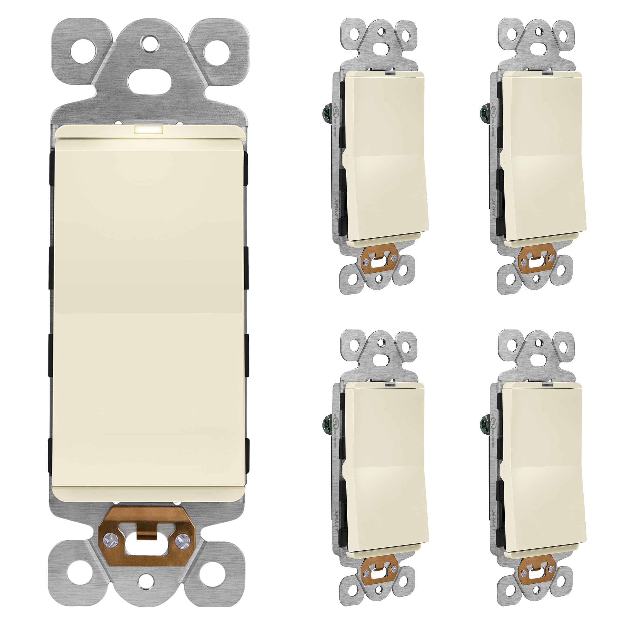 LIDER Minimalist Design Matte Finish Lighted Decorator Switch, Frameless Paddle Light Switch with Locator Light, Grounding Screw, 15A 125V, UL Listed,