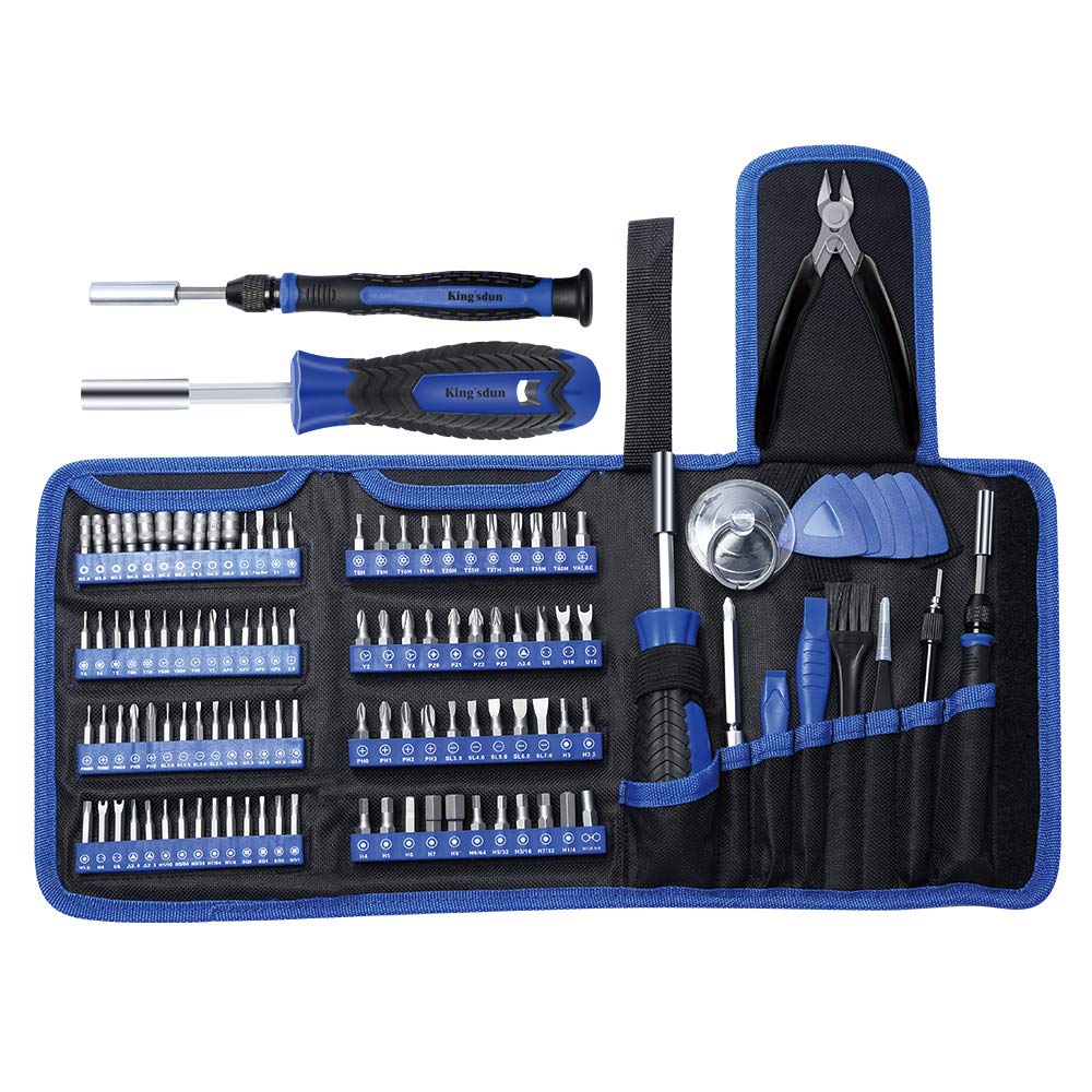 Kingsdun Precision Screwdriver Set, 118pcs Repair Tool Kit with Magnetic Multi-Bit Nut Drivers for Repair Phone, iPhone, iPad, Watch, Tablet, PC, Eyeglass, Macbook, Computer, Xbox, Small Electronics