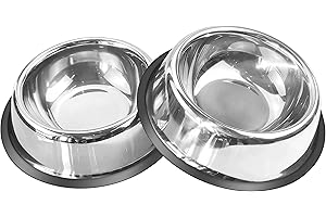 mlife Stainless Steel Dog Bowls with Rubber Base