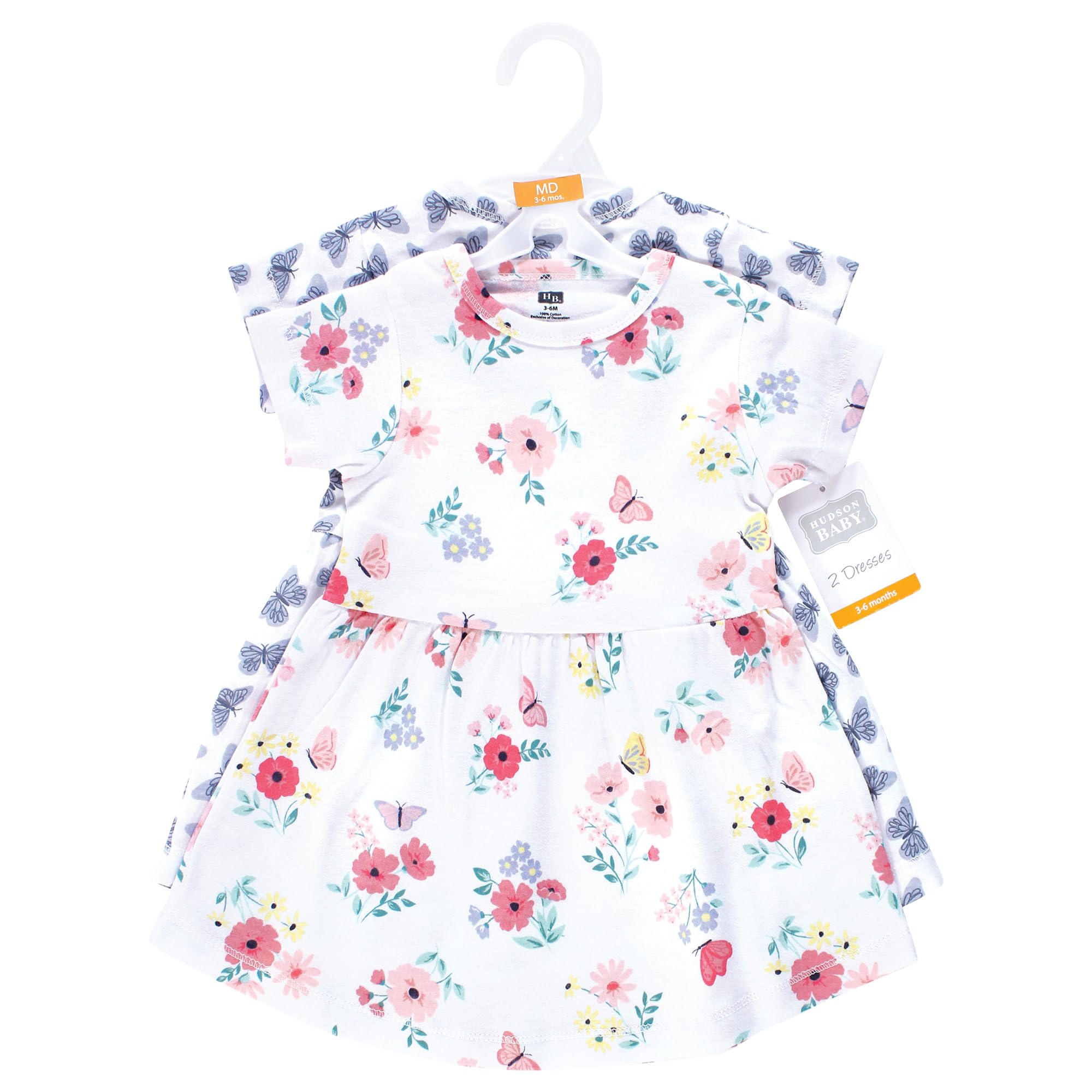 Hudson Baby Vestidos de algodón para niñas, Butterfly Floral, 4 años