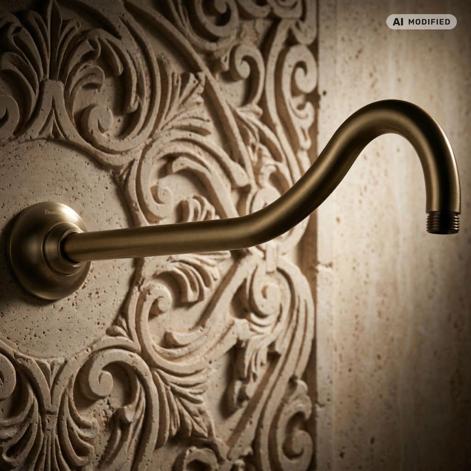 Brazo de Pared Retro Bronce para Ducha, Latón Macizo, Diseño Curvado, Extensión 46 cm, Rosca 1/2"