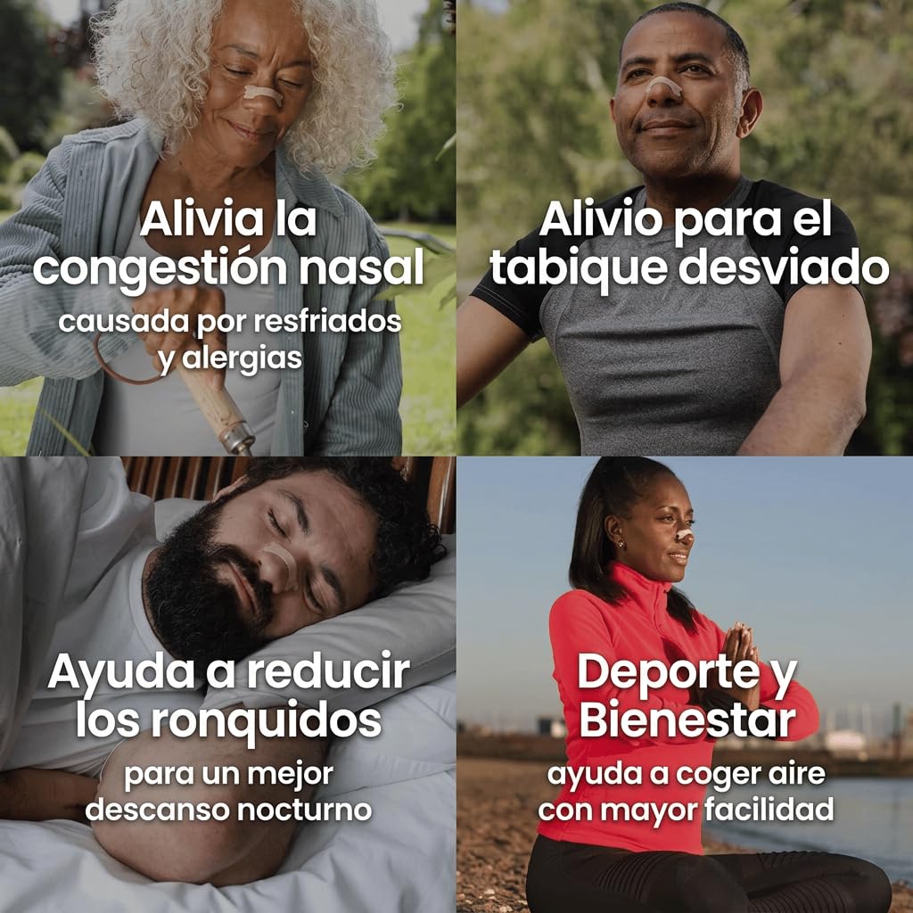 Breathe Right Clásicas - 30 Tiras Nasales/Alivio de la congestión nasal/Ayuda a reducir los ronquidos/Tiras nasales para respirar mejor/Sin Medicamentos (Grande)