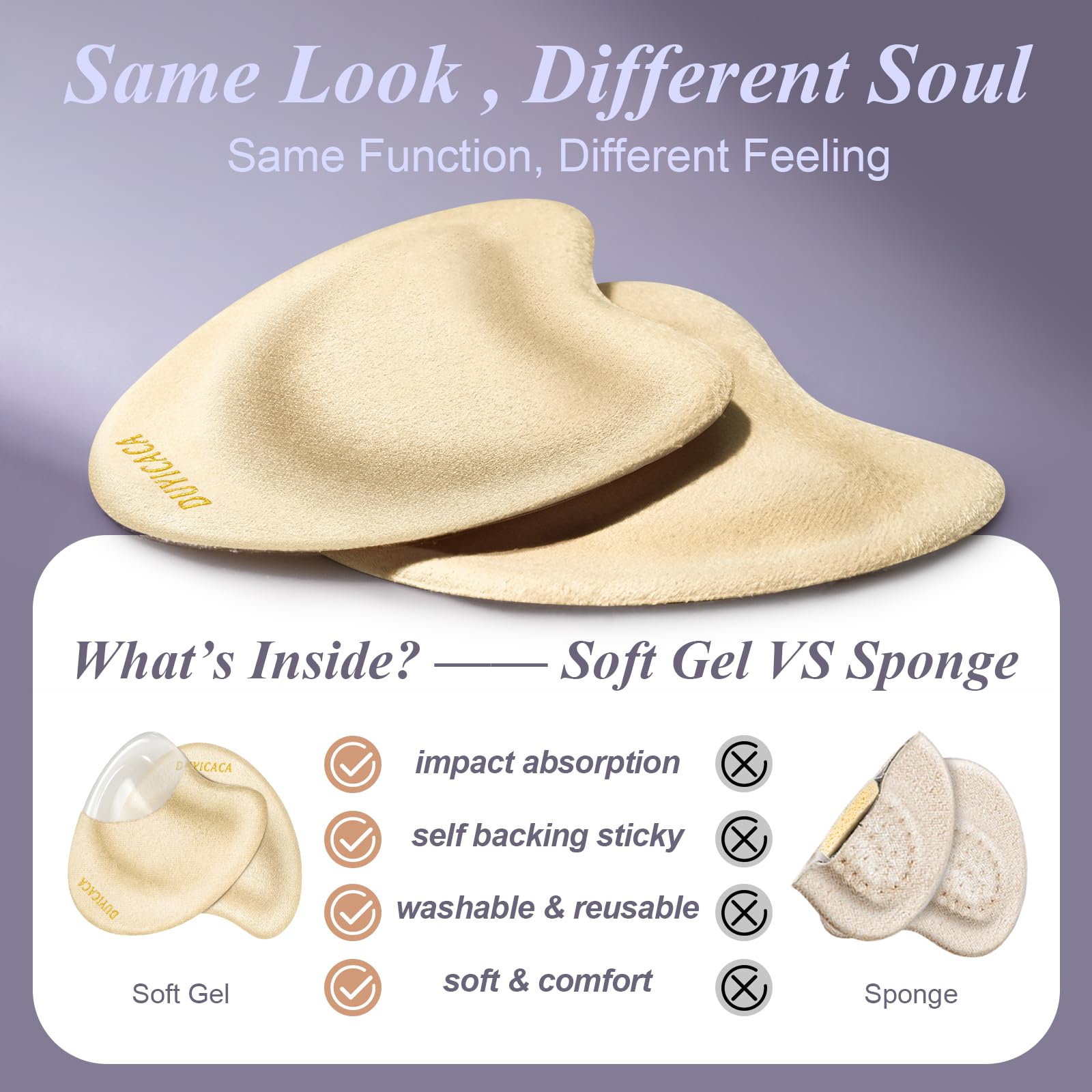 Cuscinetti metatarsali da donna: inserti antiscivolo per avampiede per scarpe con tacco alto, taglia unica, 2 paia (4, beige)