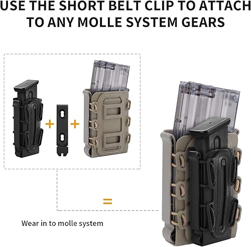 Miniatura 5 de Huntvp Mag Pouch - Bolsa para cargador de pistola de 0.354 in, carcasa suave, ajustable, universal, con MOLLE y clips para cinturón (negro)
