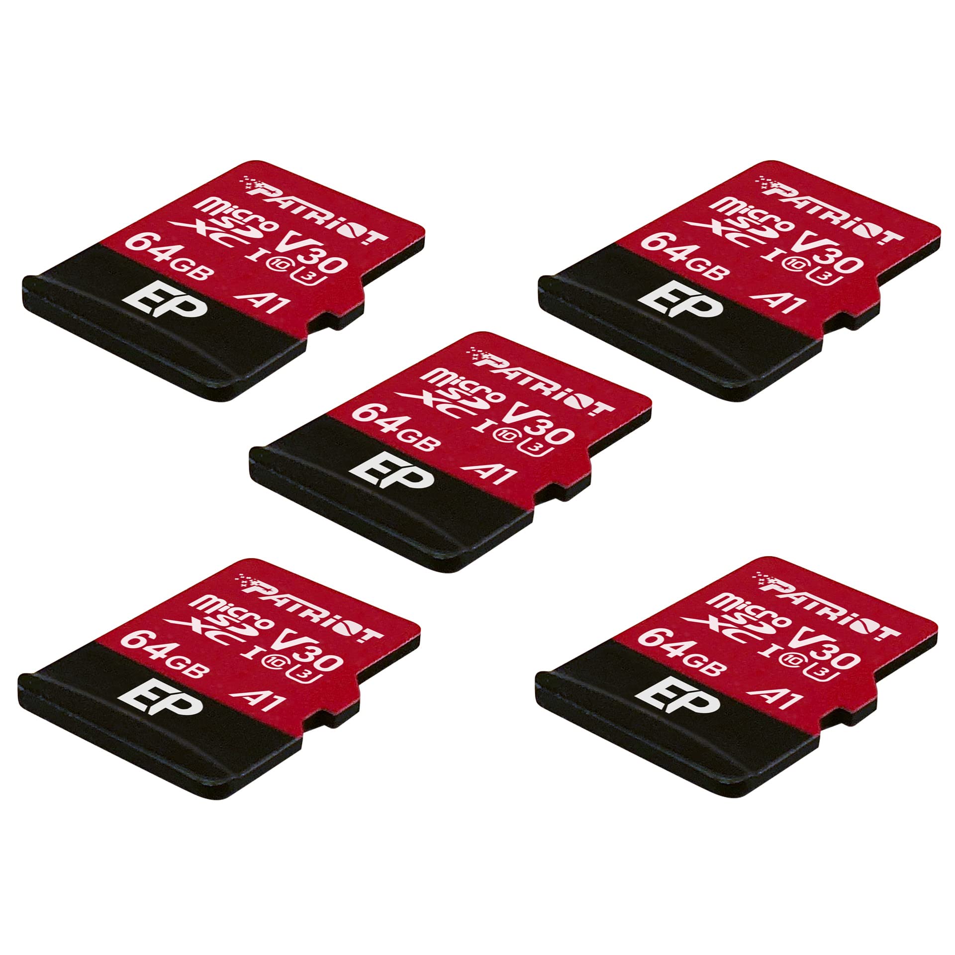 Patriot 64GB A1 Micro SD Card for Android Phones and Tablets, 4K Video Recording - PEF64GEP31MCX - 5 Pack Retail