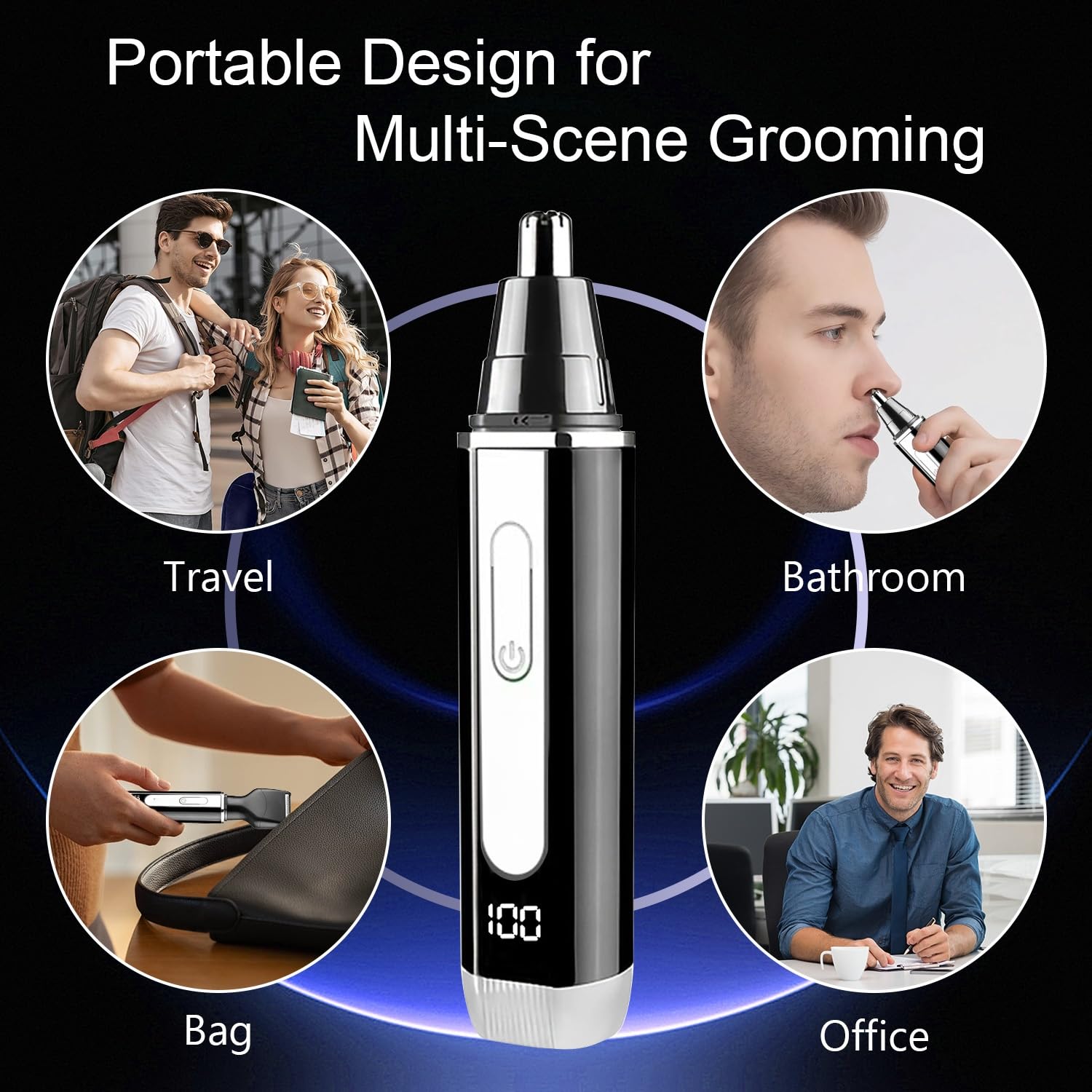 Recortadora de pelo para cejas y nariz para hombres y mujeres: 8500 RPM, carga USB, lavable, indicador LED
