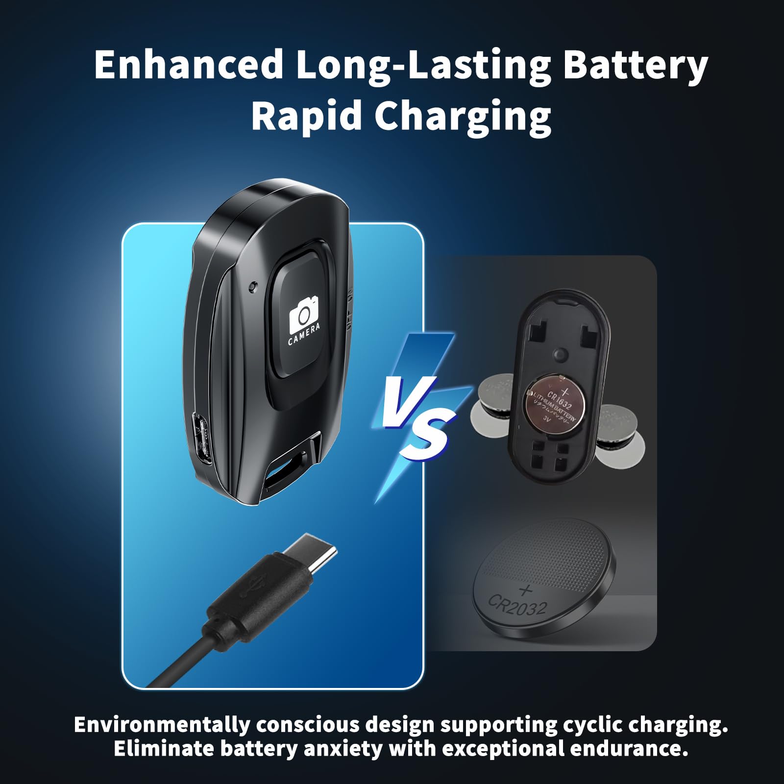 Mairan Paquete de 2 disparadores remotos inalámbricos recargables para iPhone y teléfonos inteligentes Android, control remoto Bluetooth, botón selfie para fotos y videos, cable de carga y correa de