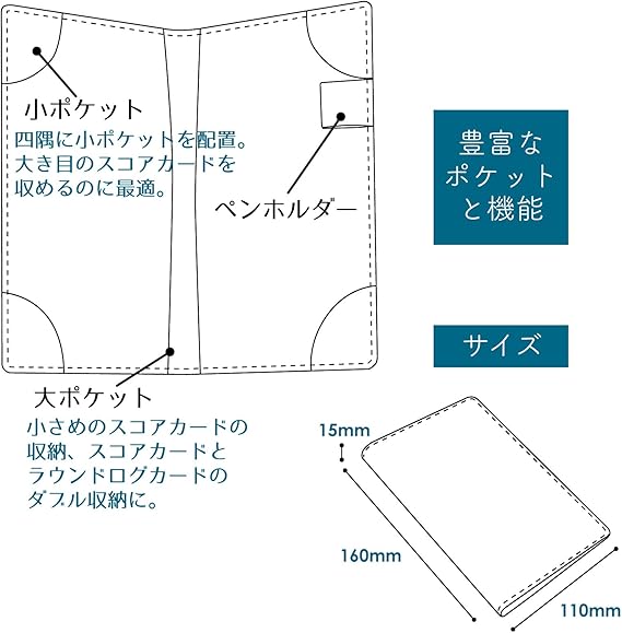 Amazon.co.jp: スコアカードホルダー 横型 本革 レザー スコアカード