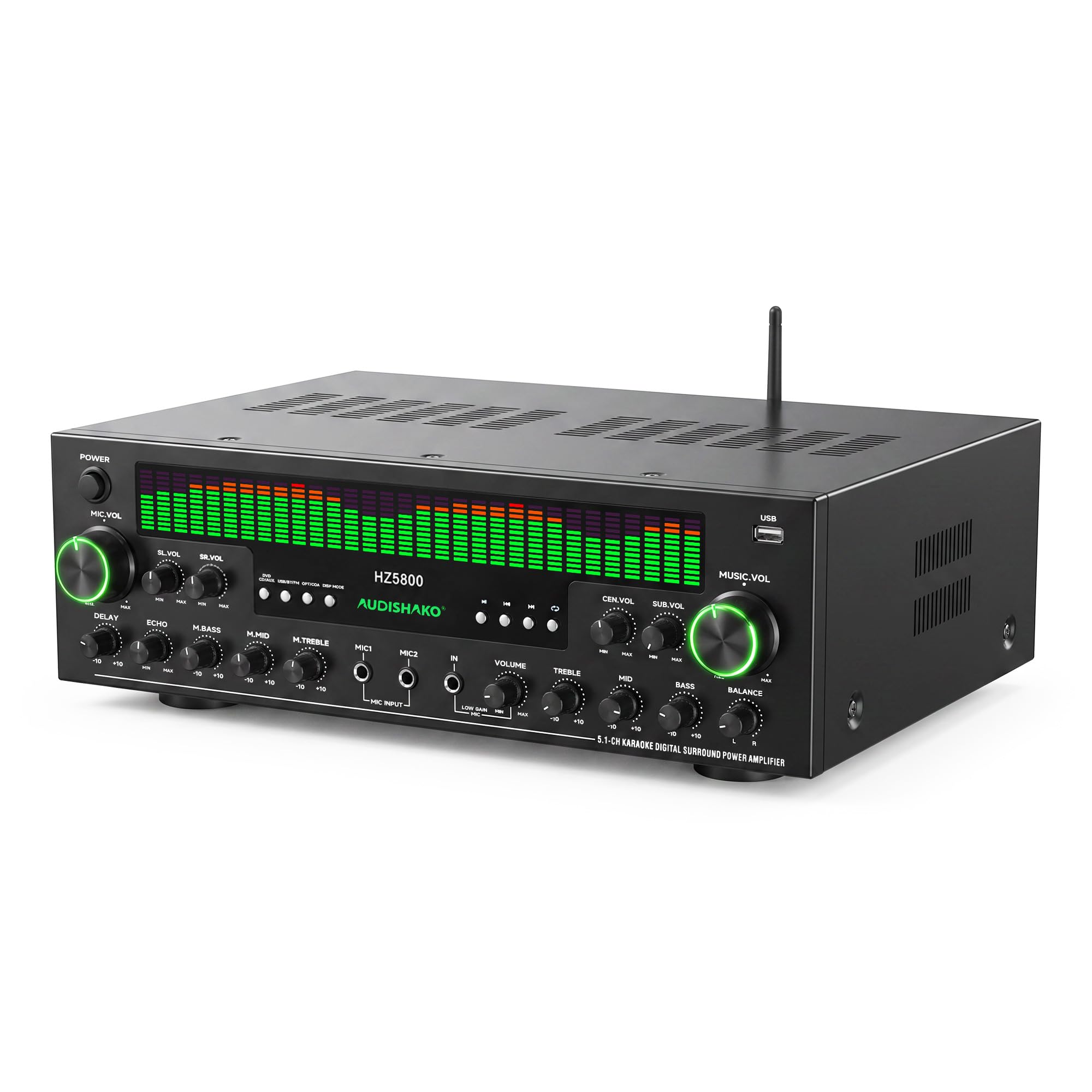 5.1 Channel Stereo Receivers Home Theater Receiver with BT, RMS 180W