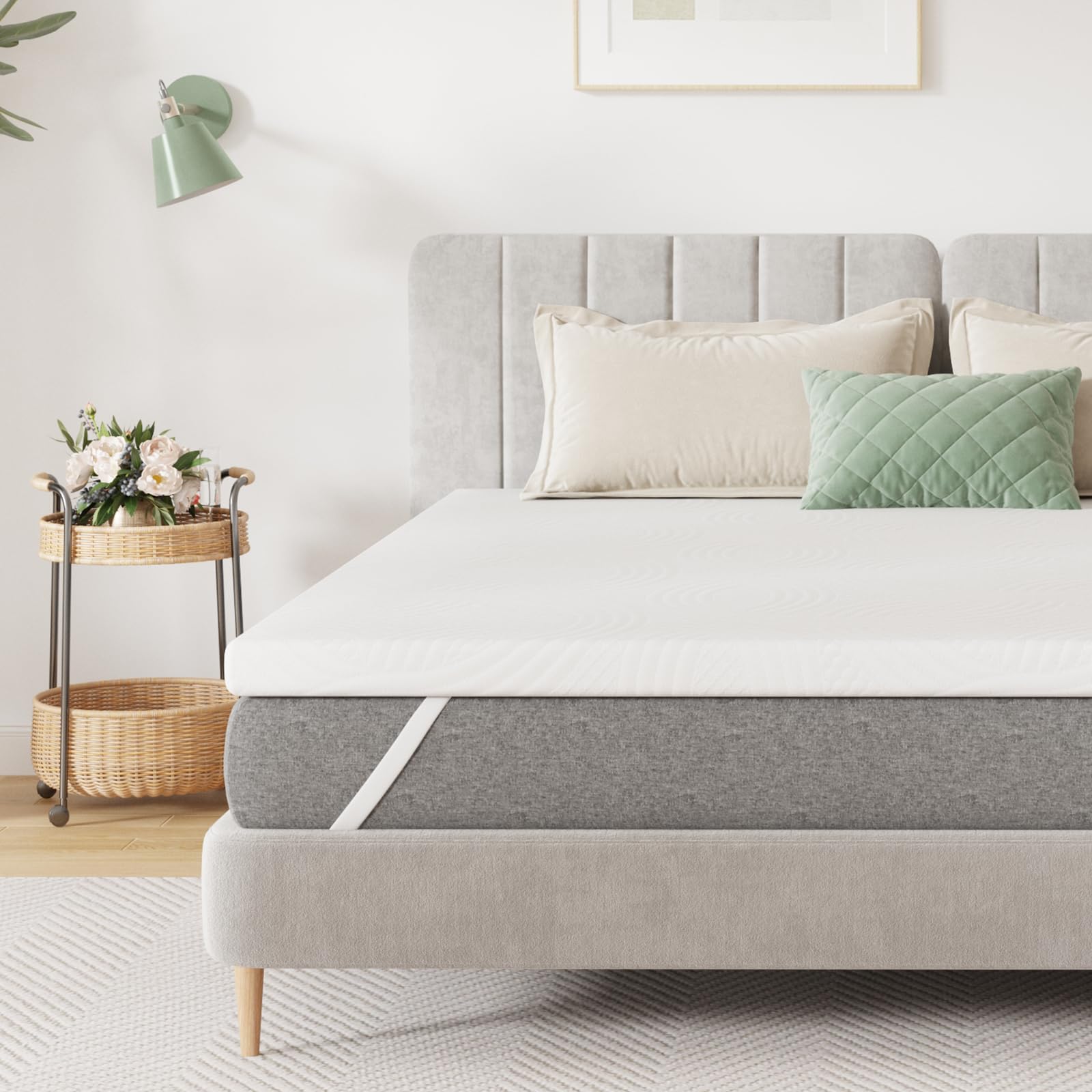 Novilla Matratzentopper 160x200 cm, 5 cm Höhe Kaltschaum H3 - Antirutsch, Waschbarer Matratzenauflage Bezug - Für Boxspringbett, Wohnwagen & Schlafsofa