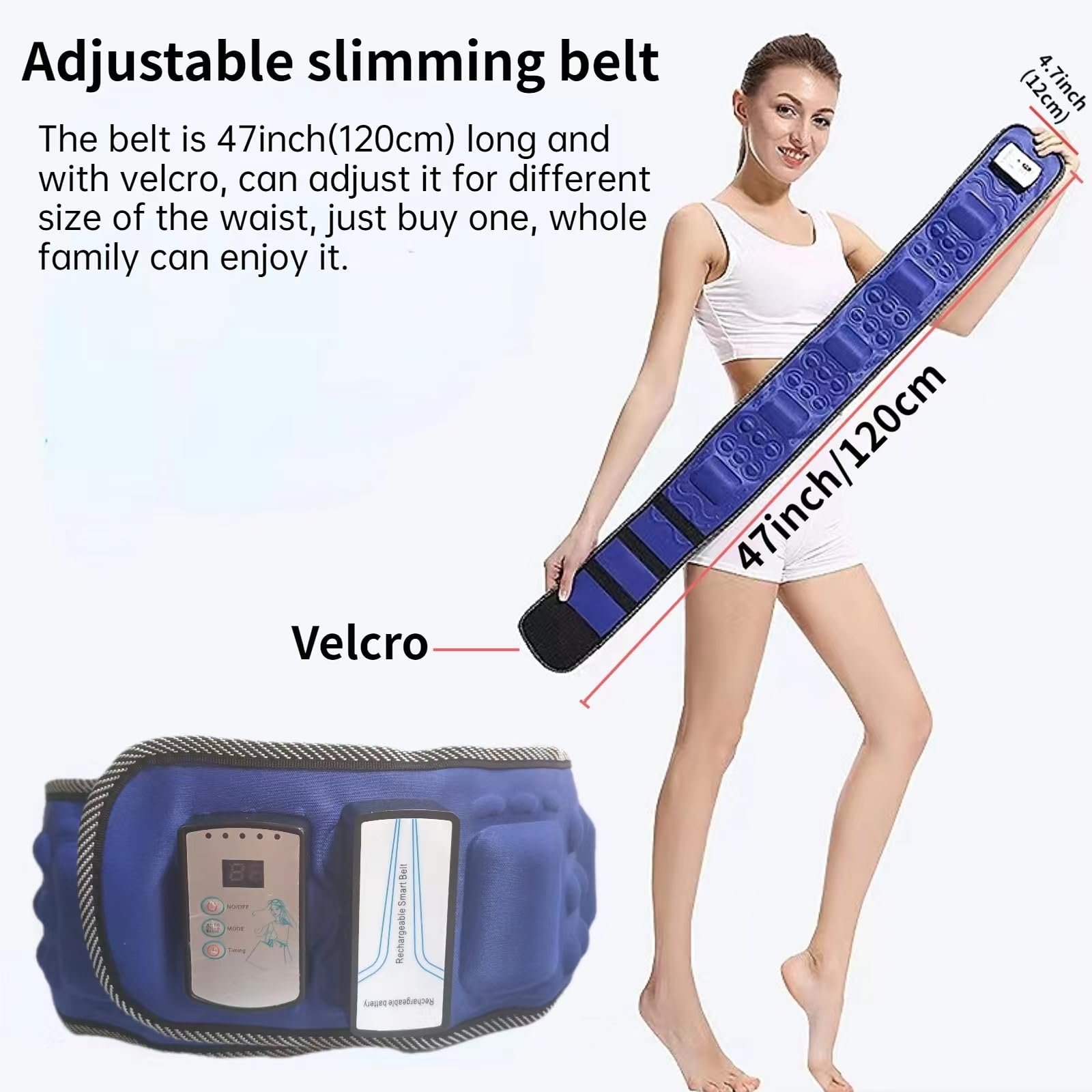 Cinturón adelgazante de masaje, masajeador inalámbrico de alta vibración para cintura, vientre, cadera, espalda, con 36 modos de vibración y 2 lámparas rojas calentadas, para hombres y mujeres