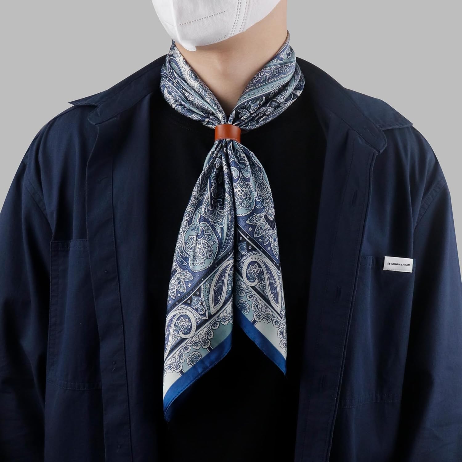 27.5 Inches Square Silk Feeling Neck Scarf for Men Necktie Silk Bandanas Pocket Square Cowboy Scarves - Image 4