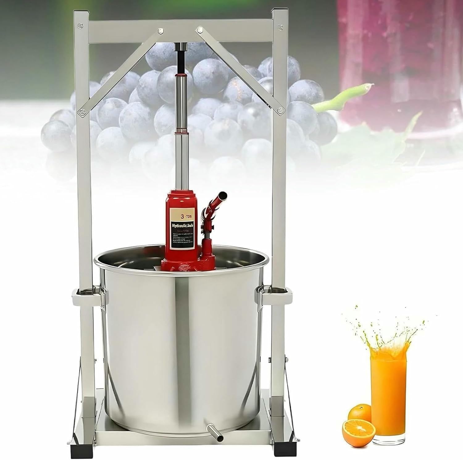 Fruit Wine Press Machine, Stainless Steel Cheese Herb Fruit Wine Presser Manual Juice Maker with Hydraulic Jack, for Vegetables Honey Olive Oil-