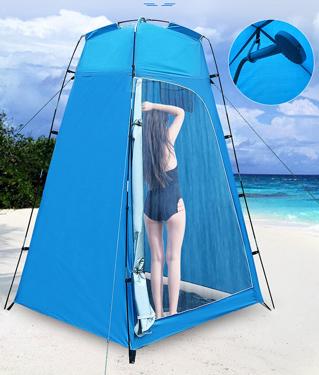 RENJJPBO Shower Privacy Toilet Tent Changing Room Privacy Tent–Instant Portable Outdoor Shower Tent, Camp Toilet, Rain Shelter for Camping & Beach Beauty Comes