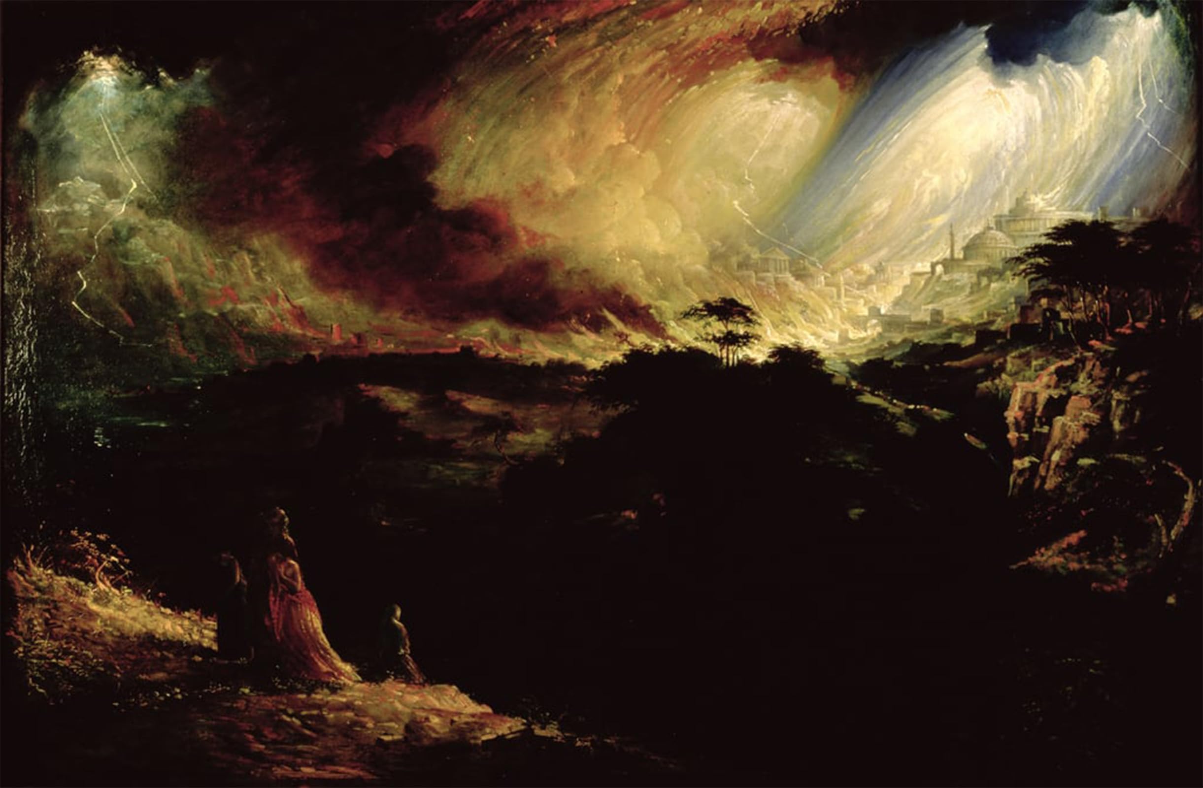 SERENDIPITP Vintage Picture Print on Canvas Wall Art Poster The Destruction of Sodom and Gomorrah by John Martins Artwork Print Poster for Wall Decor 60x90cm