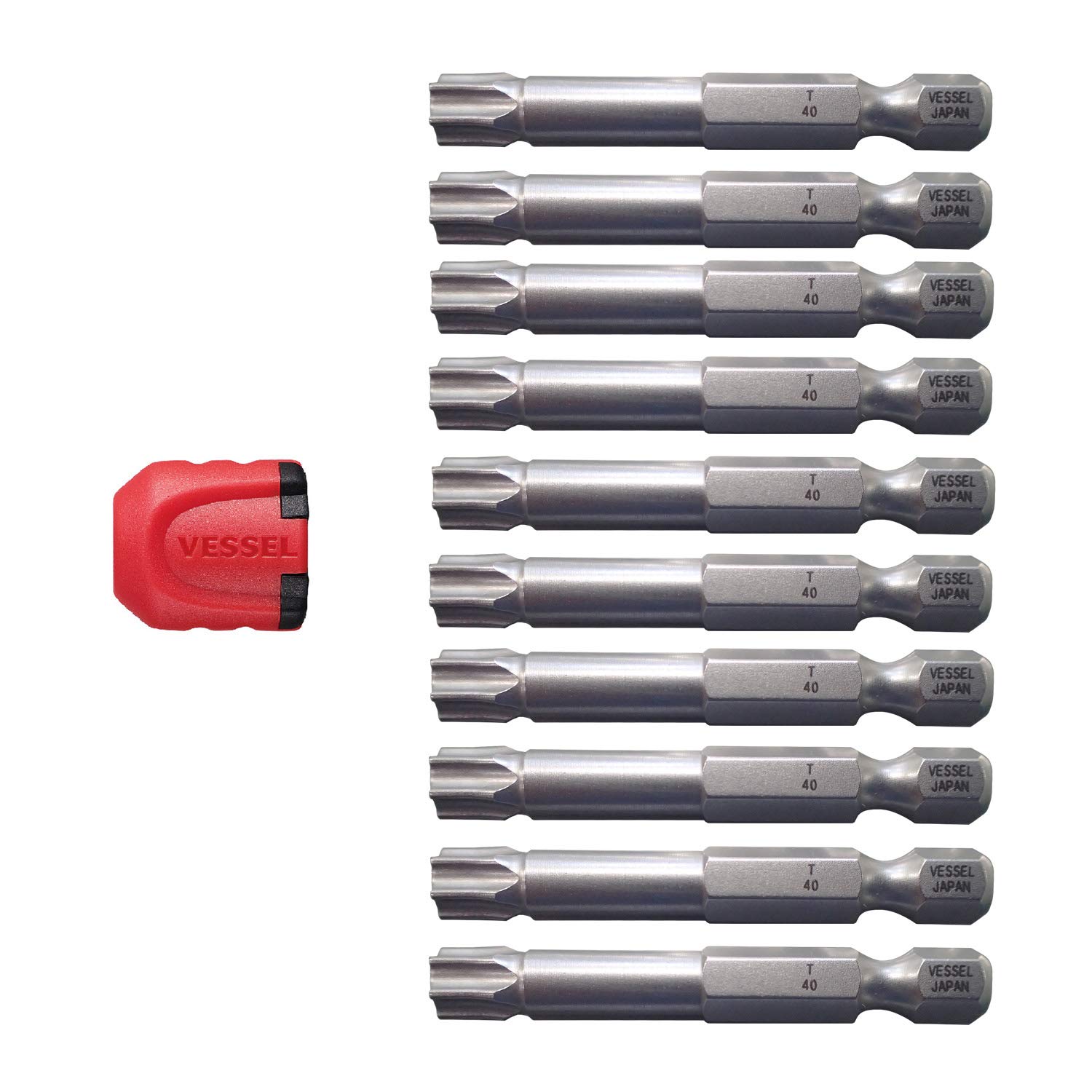 VESSEL EMGETX4050P10T Jeu d'embouts Neck Torsion TORX T40 50mm Ensemble de 10 pièces
