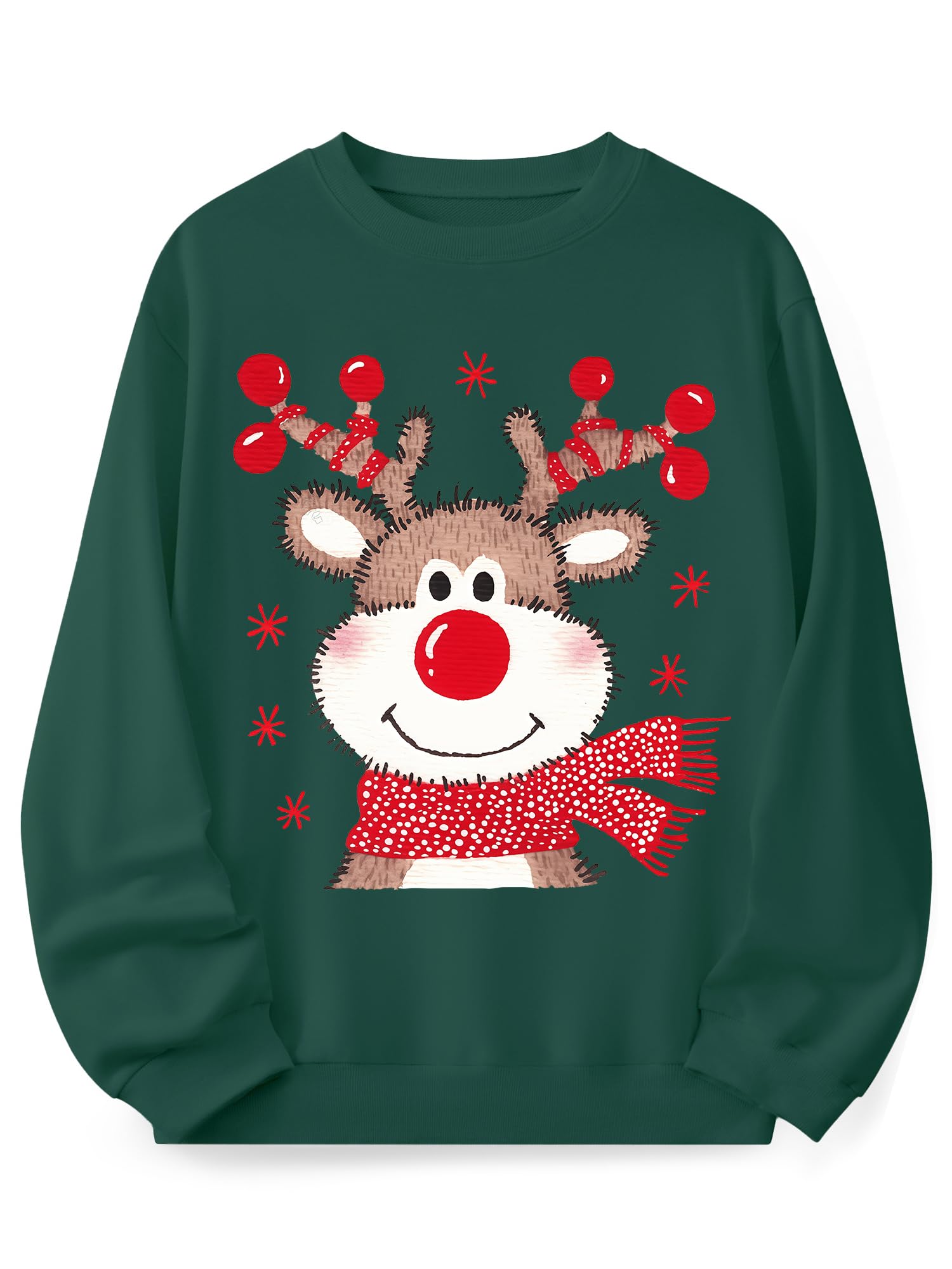 KOSUSANILL Christmas Sweatshirts for Women Funny Xmas Vintage Graphic Sweater Cute Reindeer Santa Tree Long Sleeve Pullover