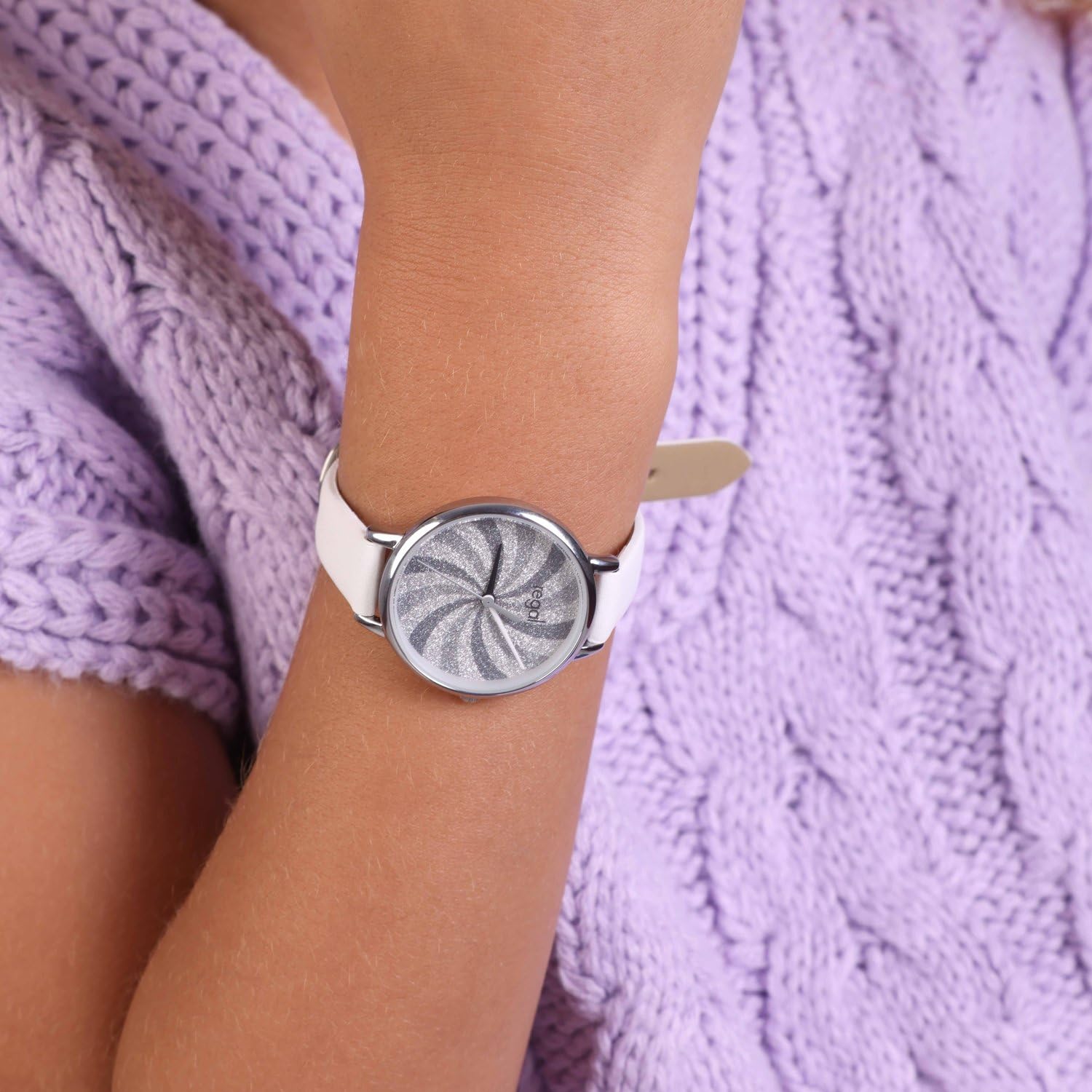 Lucardi Regal - Armbanduhr Swirl - Kinderuhr - Regen und Spritzfest - Analog - Mit Lederband - Grün