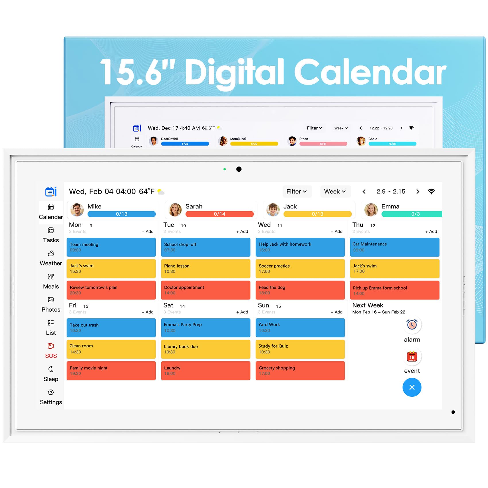 Photo 1 of 15.6 Inch Digital Calendar Touchscreen, Smart Family Electronic Calendar & Wall Planner with Schedule, Chore Chart, Meal Planner, Tasks, Wall & Desk Display, Digital Picture Frame Mode