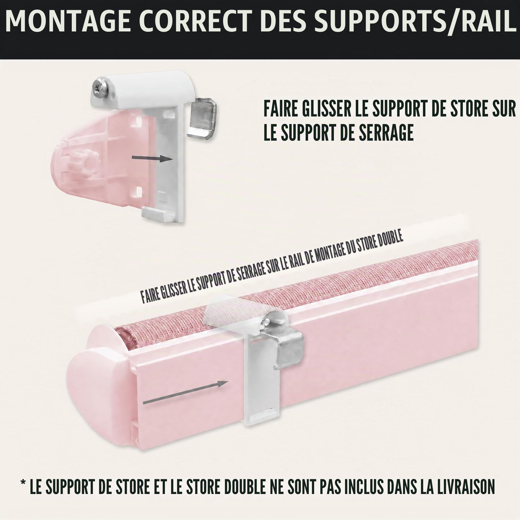 Support Serrage Court avec Support métallique, pour Store Enrouleur Klemmfix/Double/Duo, sans perçage pour Le Serrage, 10 pièces, comme Accessoire Suspension, Fixation sur la fenêtre en PVC