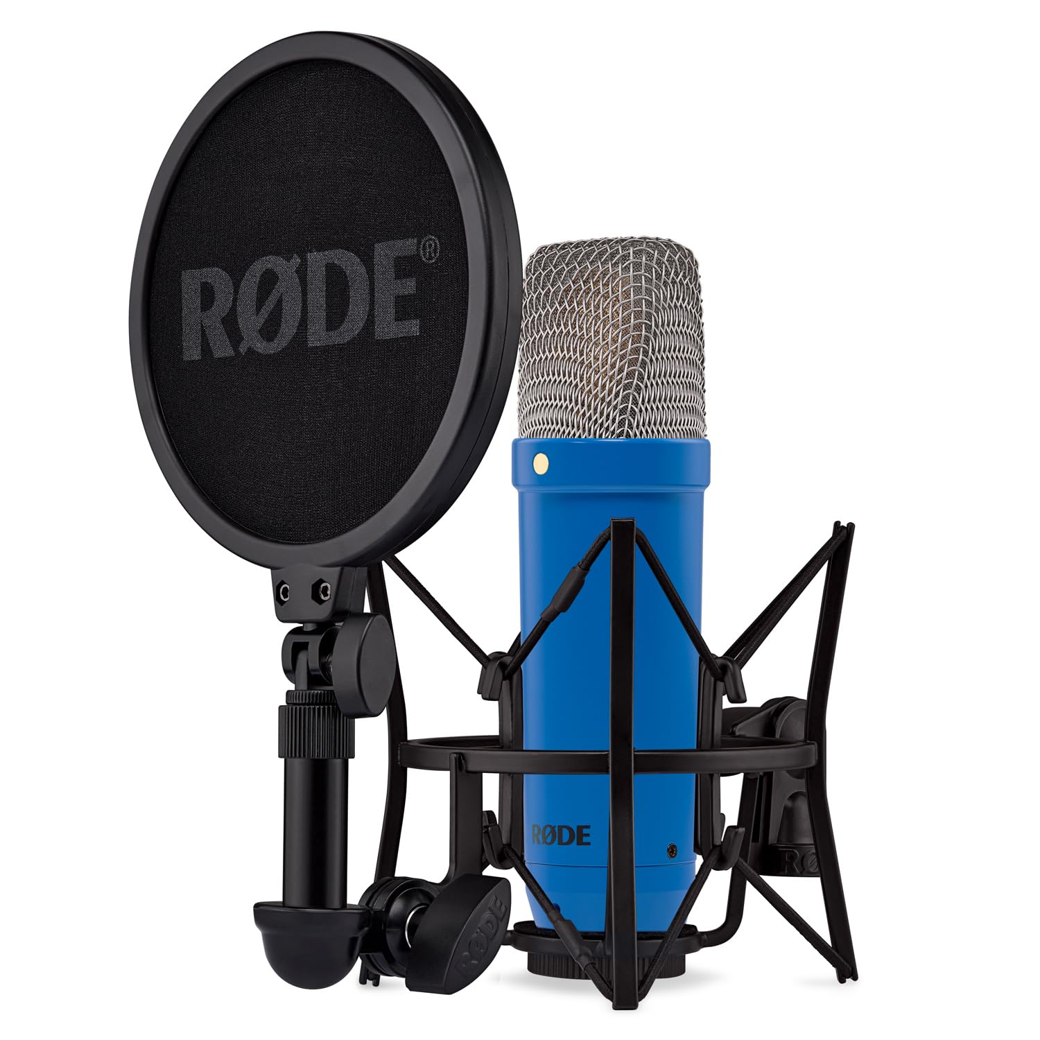 Rode NT1 Signature Cobalt - Micrófono de estudio azul cobalto con brazo articulado PSA-1+ y paño de microfibra Keepdrum