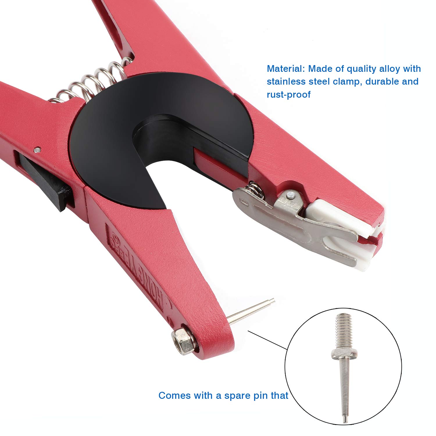 Pinze per Etichette per Animali Bestiame Animale Marchio Auricolare Pinza Applicatore per l'Installazione di Suini Bovini Pecore Orecchio Marchio Auricolare (Rosso)