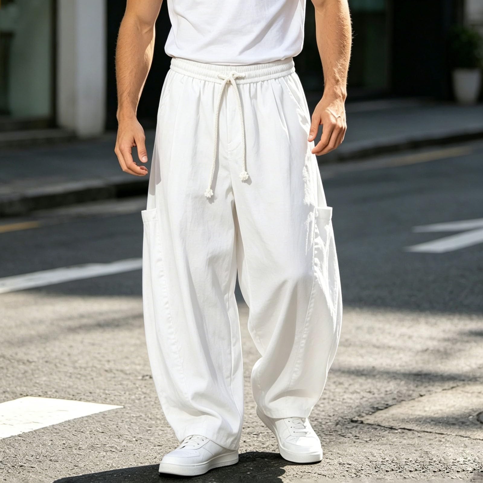 Hommes Chino Pantalon Pantalons Homme en Coton Jogging Cargo De Travail pour Hommes Cotton Lodger Décontracté avec Taille Ceinture Elastique Short Compression Fitness