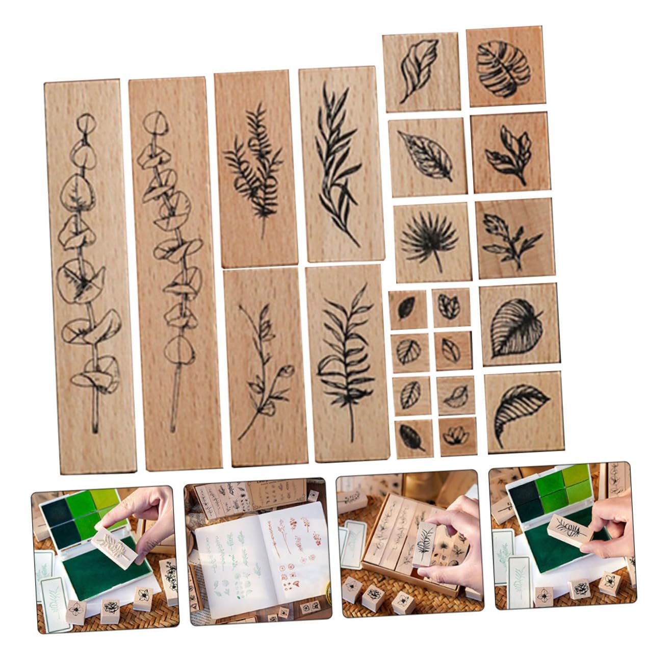 SHINEOFI 5 Juegos Sello De Goma Sellos Sello De Álbum De Recortes Estampador De Pegatinas Papel De Álbum De Recortes Cortadores De Galletas Del Alfabeto Almohadilla De Tinta Mini De Madera