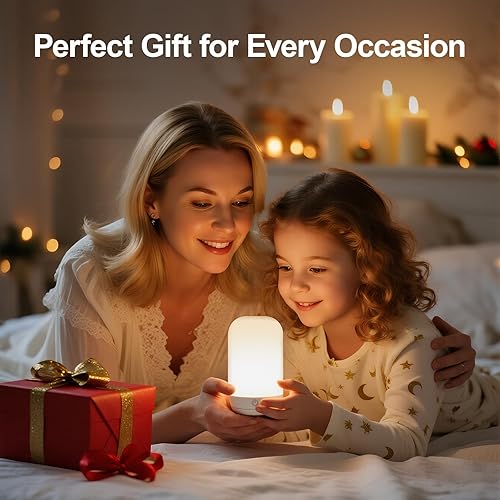 Miniatura 9 de SUNMORY Luz nocturna recargable, lámpara de mesa pequeña para dormitorio, lámpara de noche regulable con estación de carga magnética, lámpara de