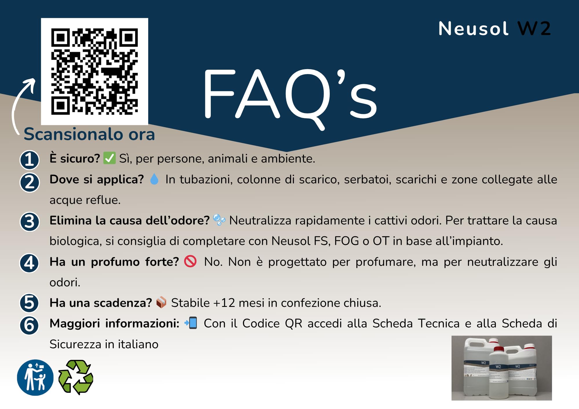 W2 5L Elimina odori Tubi pluviali Tubi di scarico Tubi di scarico Fossa settica Impianto di trattamento Camper Acque nere e grigie Anti-odore Rimuove odori e fastidi