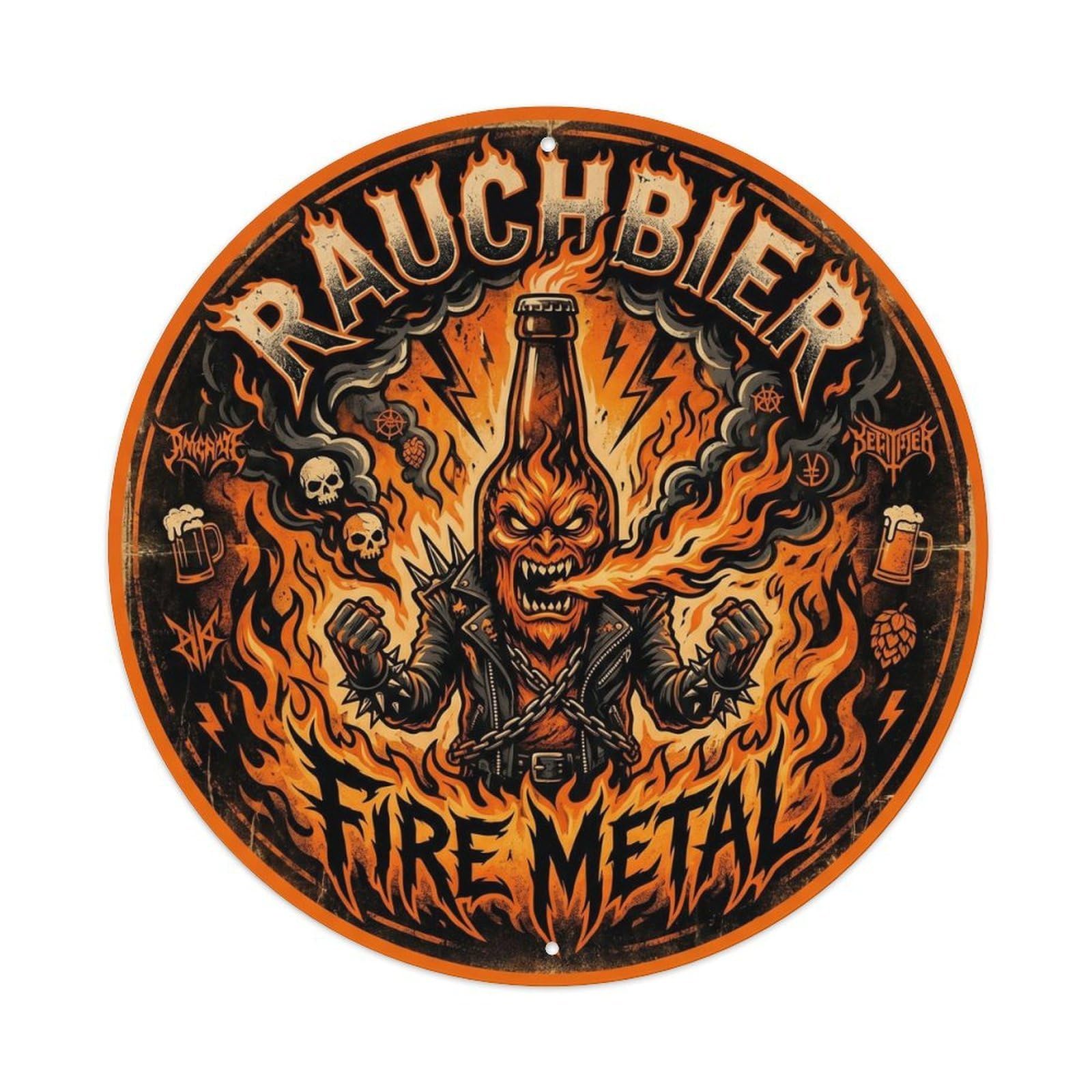 German Rauchbier Smoked Beer Old School Pub Culture Metal Tin Sign