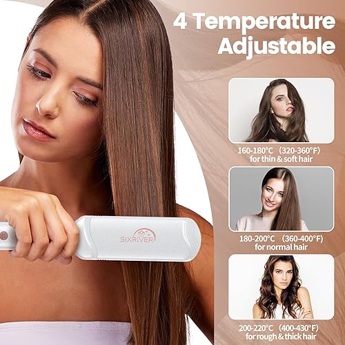 Miniatura 3 de 4 en 1 Crimpadora, alisadora y rizador placas de crimpado planas de cerámica, herramienta de voluminización con calentamiento rápido de 15 segundos