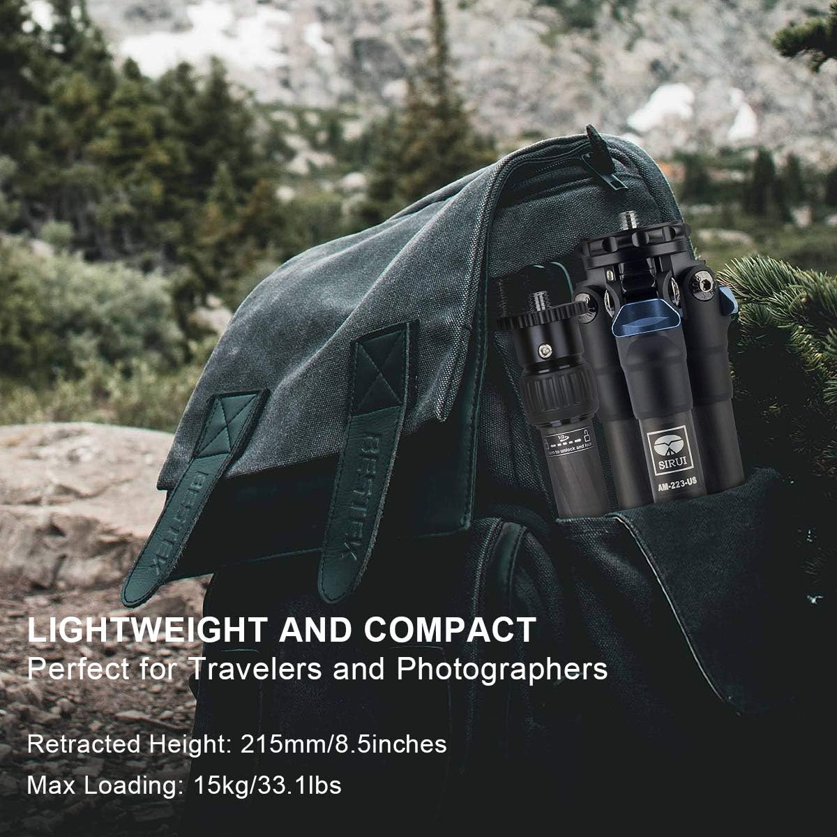 Black Friday - 70% OFF SIRUI AM-223 Carbon Fiber Camera Tripod Mini Travel Compact Tripod with 360° B-00K Ball Head, Arca Swiss Quick Release Plate, Loads up 15KG, Max Height 16.6, Folded Height 12.1