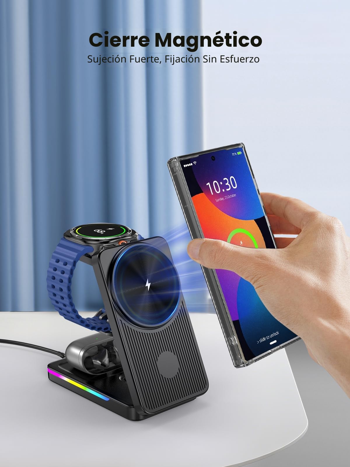 Estación de Carga Inalámbrica Magnética 3 en 1 para Samsung, para Viajes