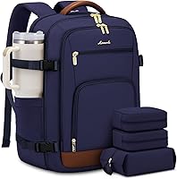 Vista 11 de LOVEVOOK Mochila de viaje para mujer y hombre, Beige, Mochilas de viaje