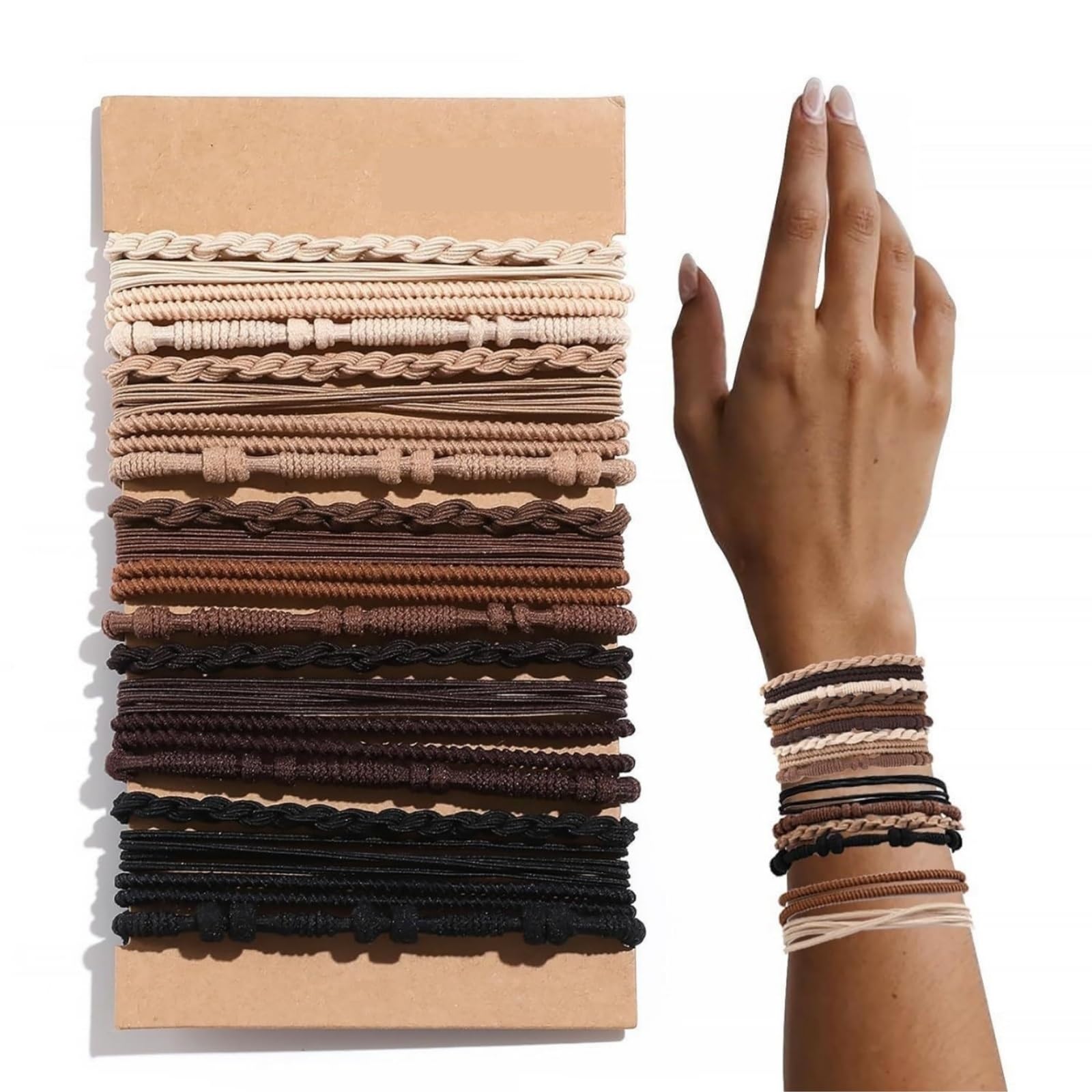 200 elastici per capelli in stile bohémien, non dannosi (marrone caffè)