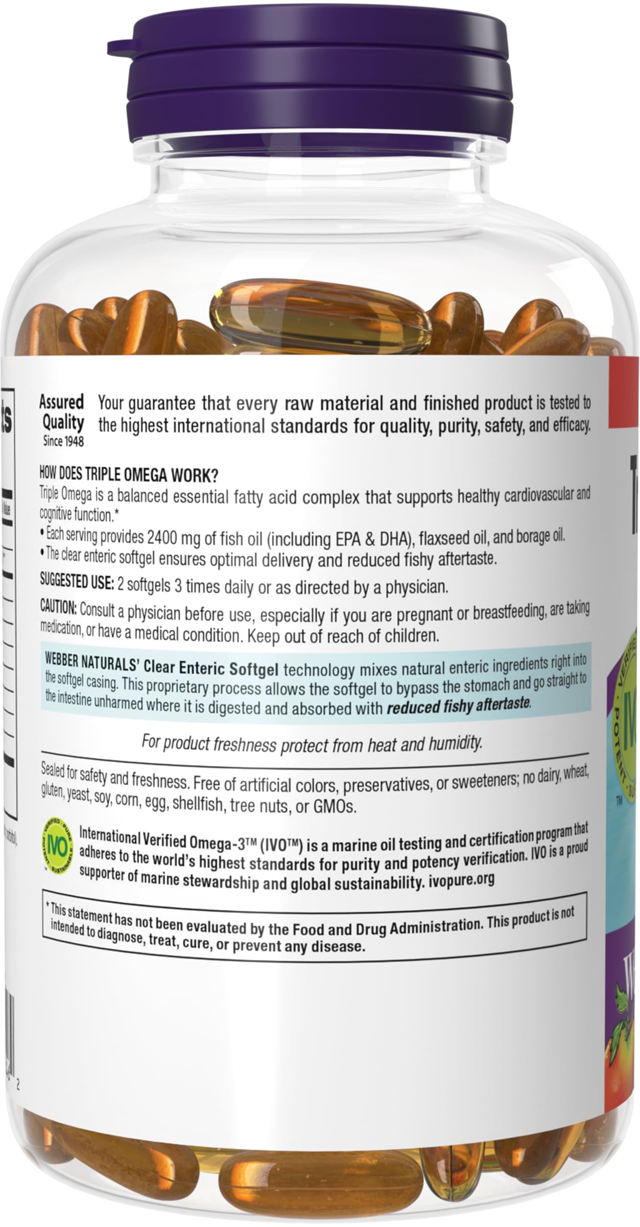 Webber Naturals Triple Omega 3 6 9 Fish Oil, 2400 mg, 180 Softgels — Amazon image 9