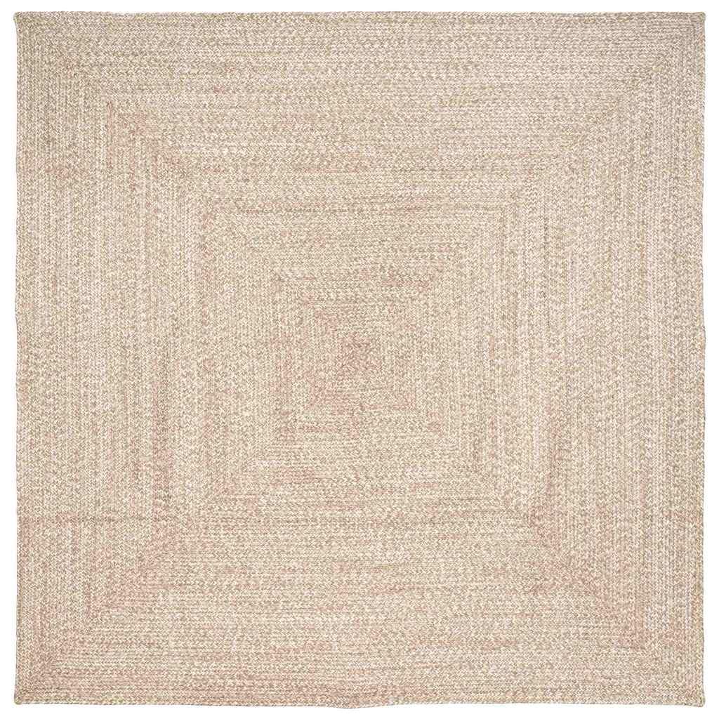 vidaXL Area Rugs Square Beige and White 240 x 240 cm Jute, Living Room Decor, Modern Area Rug, Decorative Jute Carpet, Eco-Friendly Indoor Mat, Handwoven Large Design