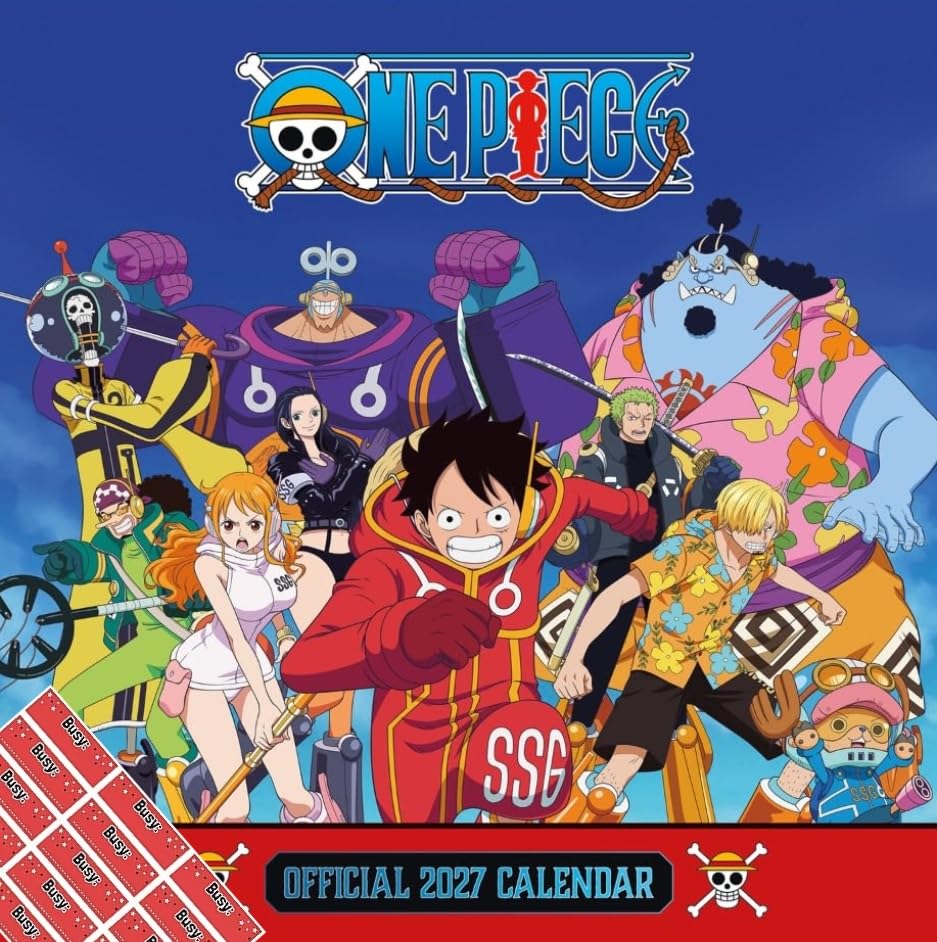 One Piece Anime Calendar 2027 Square Calendar with Free Organisational Stickers Included